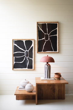 Set of 2 Black and White Framed Abstract Prints Under Glass - What&