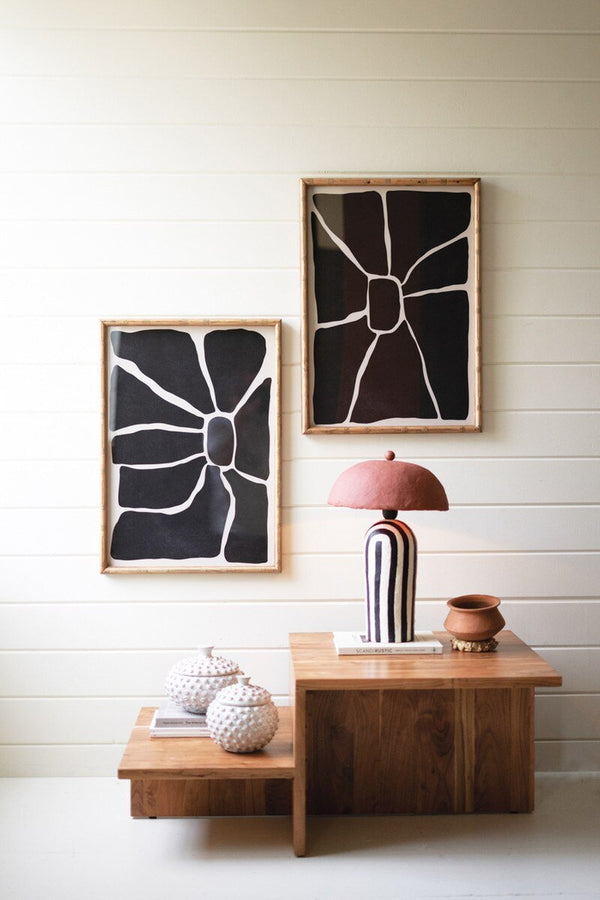 Set of 2 Black and White Framed Abstract Prints Under Glass - What's New Furniture - Portland, Oregon