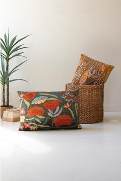 Set of 2 Embroidery Pillows with Flowers by Kalalou - alternate product view 8