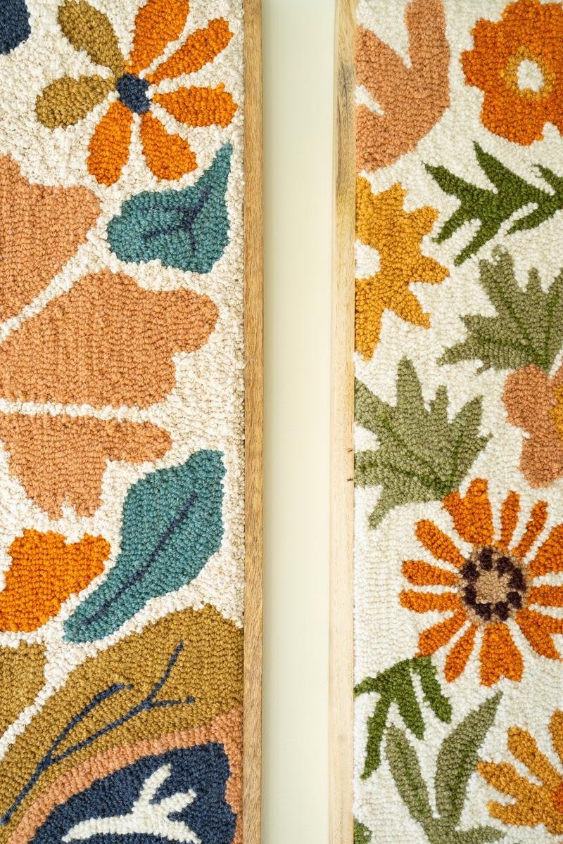 Set of 2 Framed Hand-Hooked Florals by Kalalou - alternate product - Whats New Furniture Portland OR