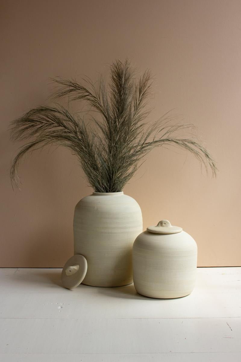 Set of 2 Ivory Ceramic Canisters by Kalalou - alternate product view 2