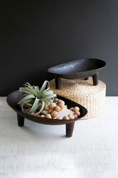 Set of 2 Oval Iron Bowls by Kalalou - product view