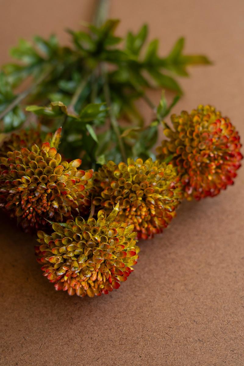 Bundle of 7 Faux Auburn Ball Dahlias — view 3