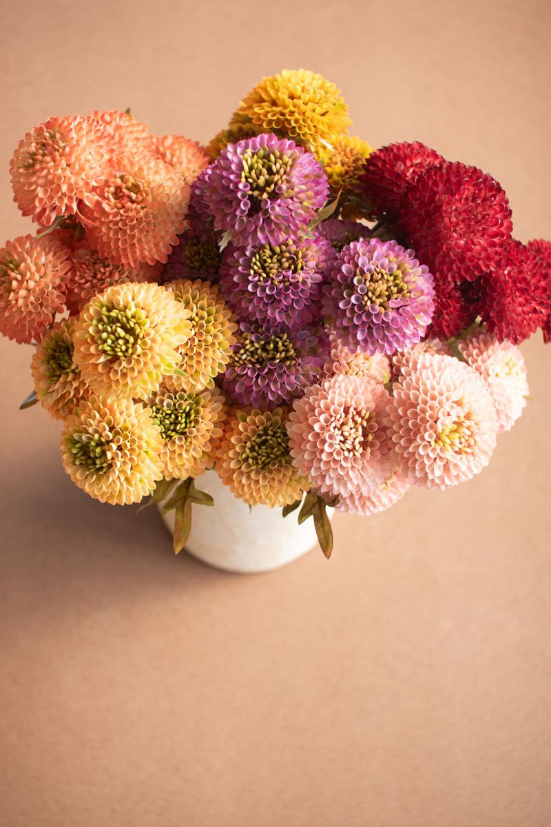 Bundle of 7 Faux Orange Ball Dahlias — view 4