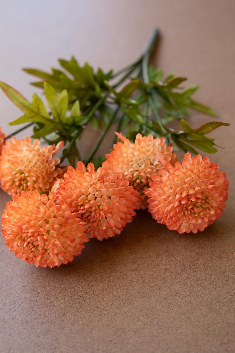 Bundle of 7 Faux Orange Ball Dahlias — view 7