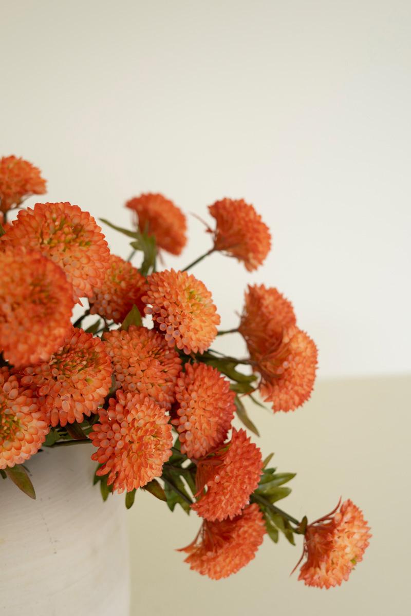 Bundle of 7 Faux Orange Ball Dahlias — view 8