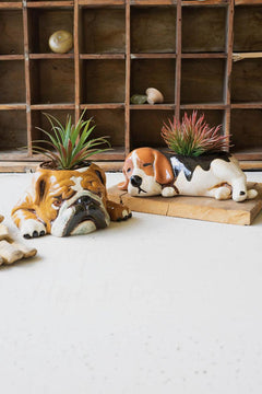 Ceramic Bulldog Planter — view 2
