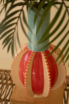 Ceramic Multi-Colored Vase with Blue Neck — view 2