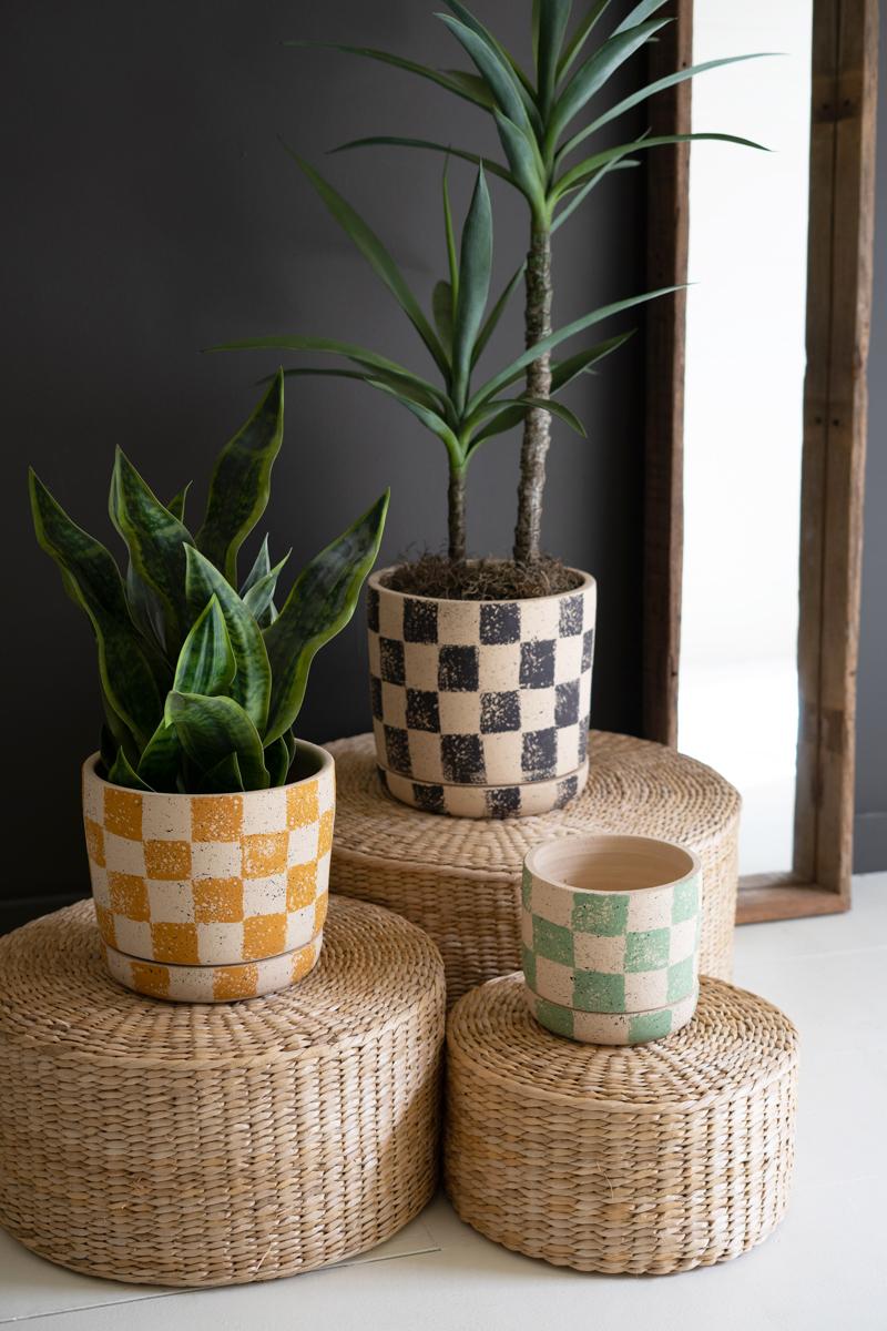 Checkered Clay Planter Small — What's New Furniture Portland