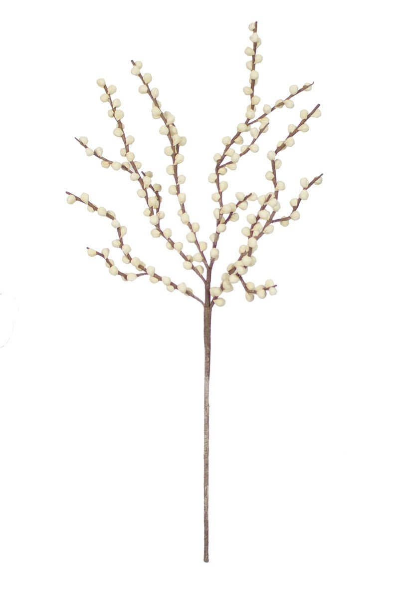 Faux White Pom Branch, 39-Inch Stem — view 2