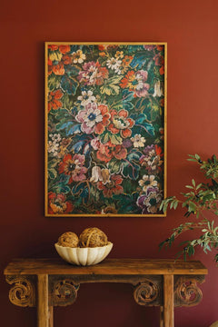 Framed Floral on Printed Paper — What&