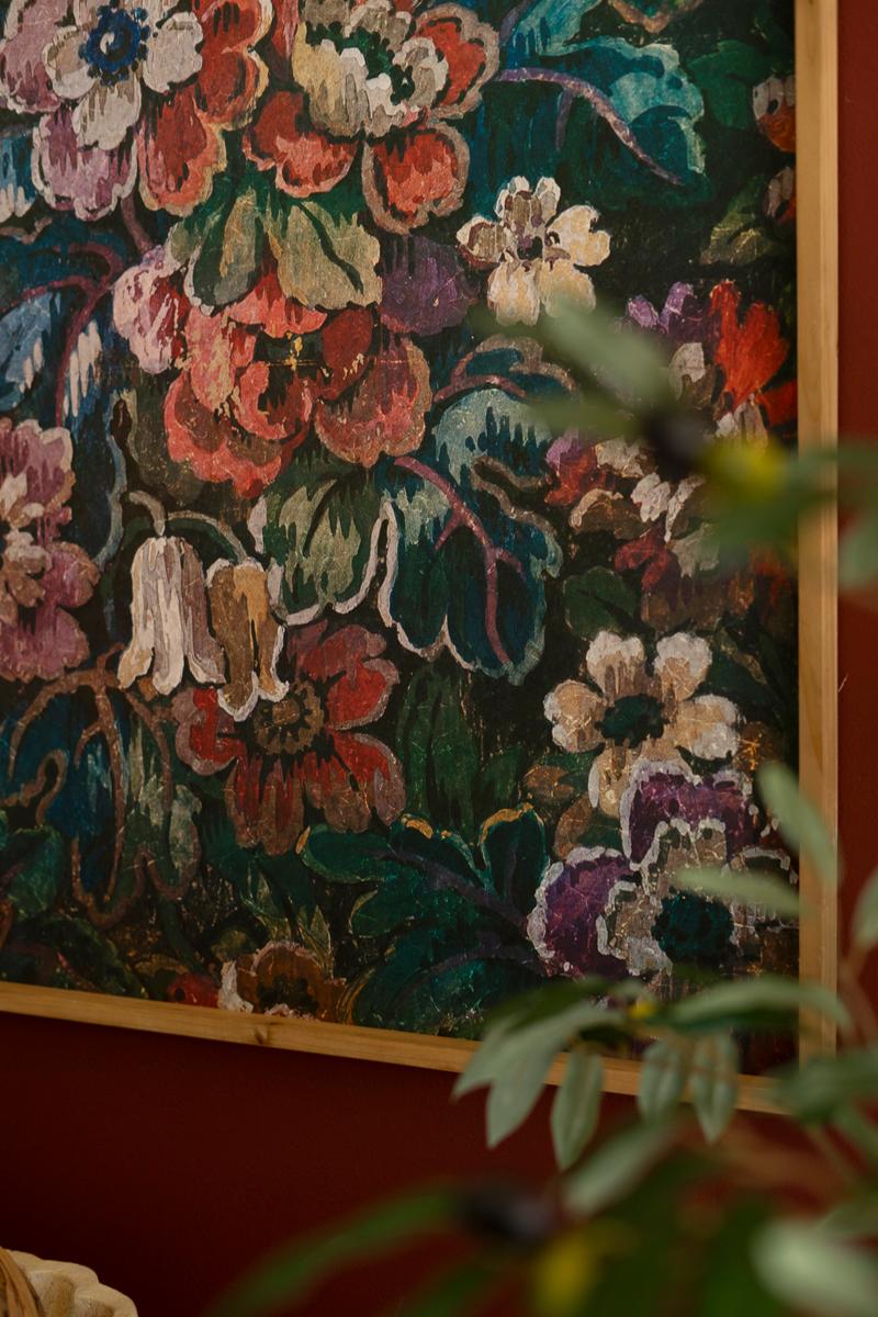 Framed Floral on Printed Paper — view 4
