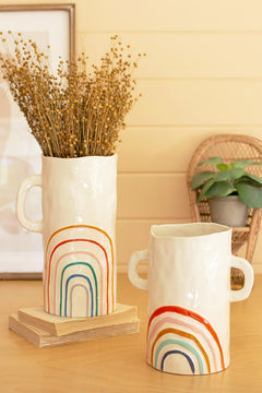 Large Ceramic Rainbow Vase With Handle — view 2