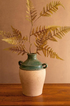 Large Green and Ivory Urn with Two Handles — What&