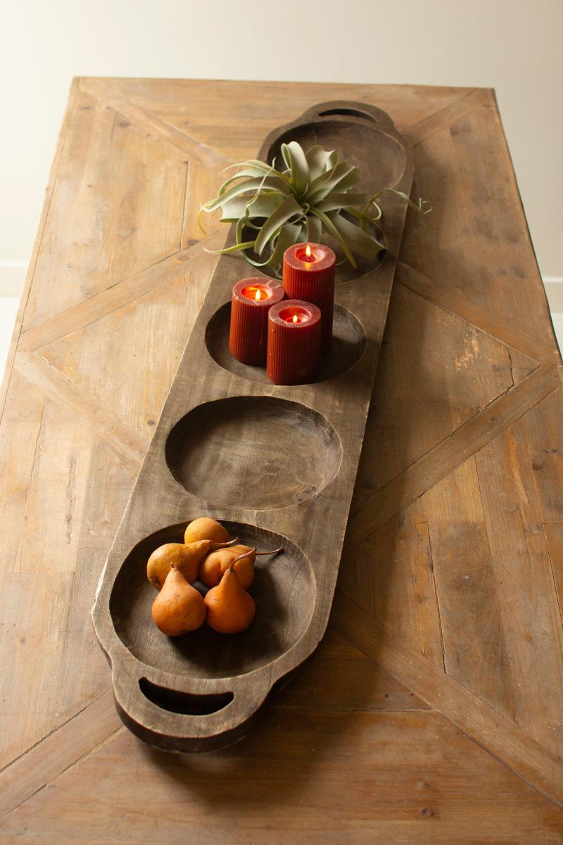 Long Wooden Five-Well Tray, 59-Inch — view 5