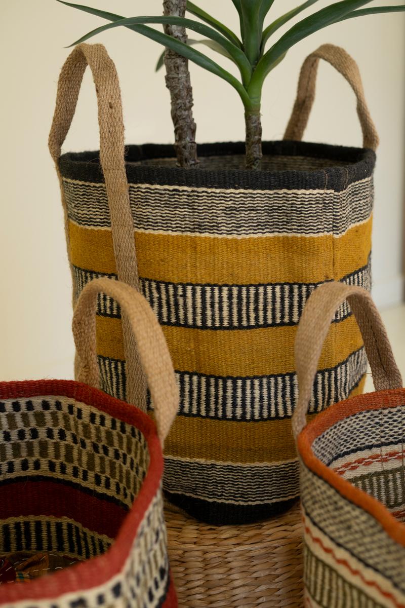 Multi-Colored Woven Jute Basket — view 2