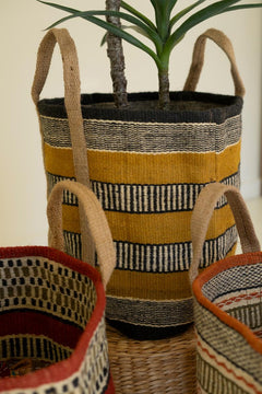 Multi-Colored Woven Jute Basket — view 2