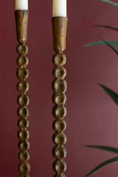 Set of 3 Antique Brass Taper Candle Holders — view 2
