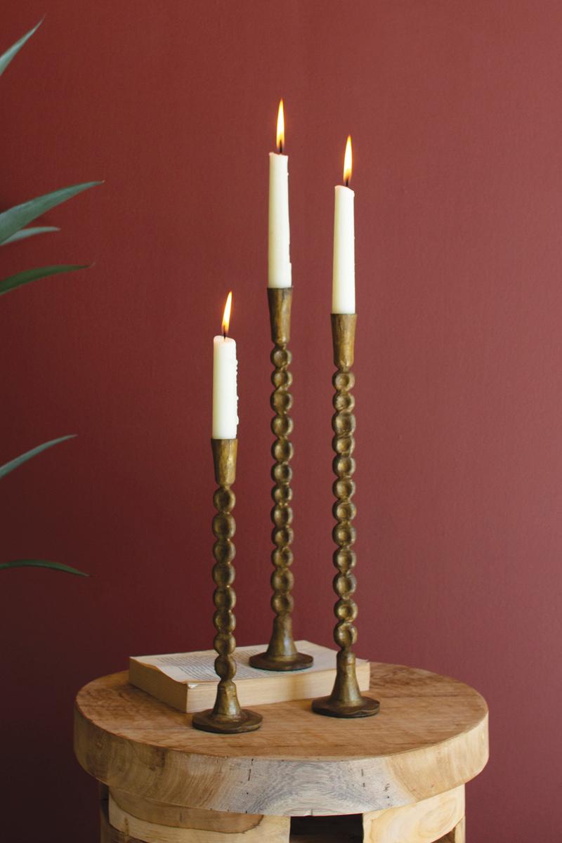 Set of 3 Antique Brass Taper Candle Holders — What's New Furniture Portland