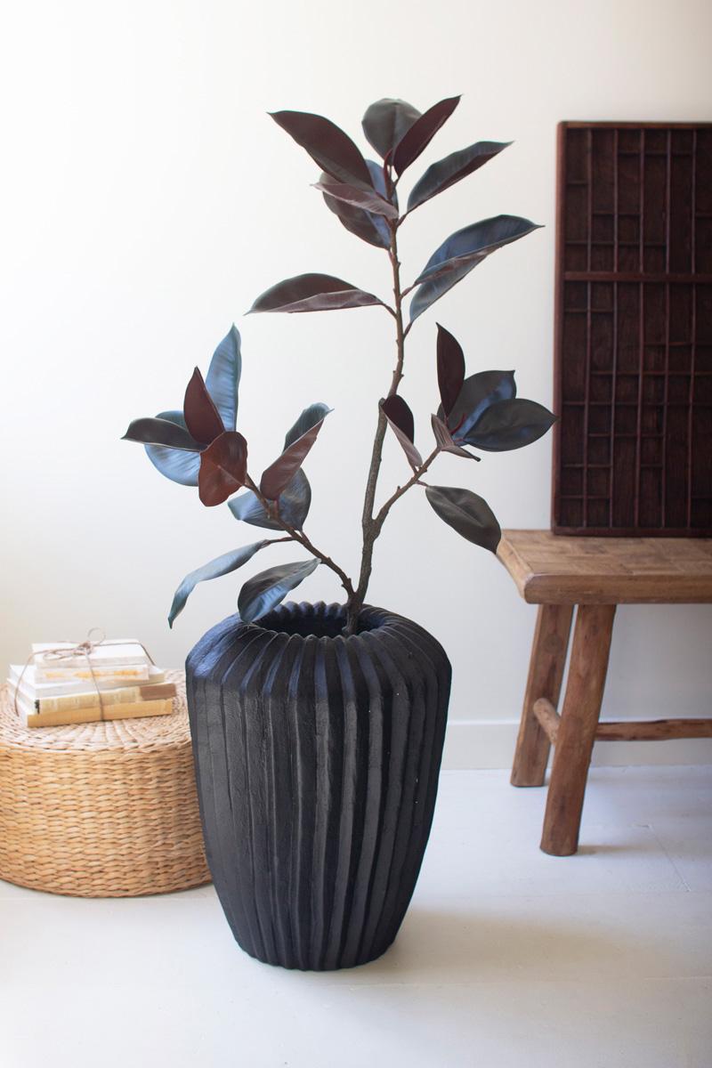 Tall Black Stone Composite Urn with Fluted Detail — view 8