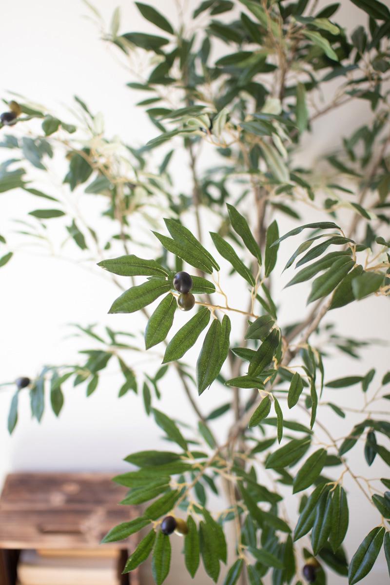 Tall Faux Olive Tree in Pot — view 3