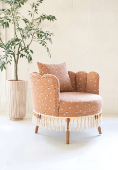 Upholstered Circle Chair with Tassels - What&
