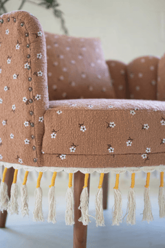 Upholstered Circle Chair with Tassels - What&
