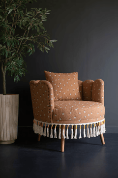 Upholstered Circle Chair with Tassels - What&