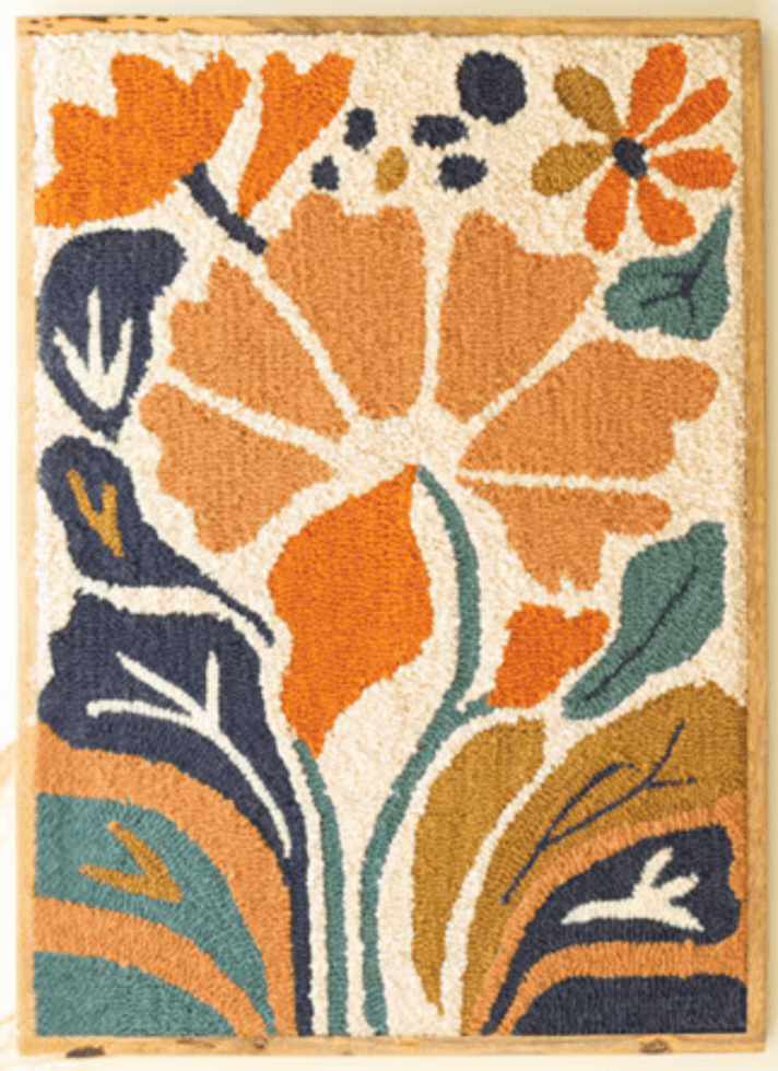 Wood Framed Hand-Hooked Floral Wall Art - What&