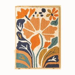 Wood Framed Hand-Hooked Floral Wall Art in Navy - Large Print - studio - Kalalou - Whats New Furniture Portland OR