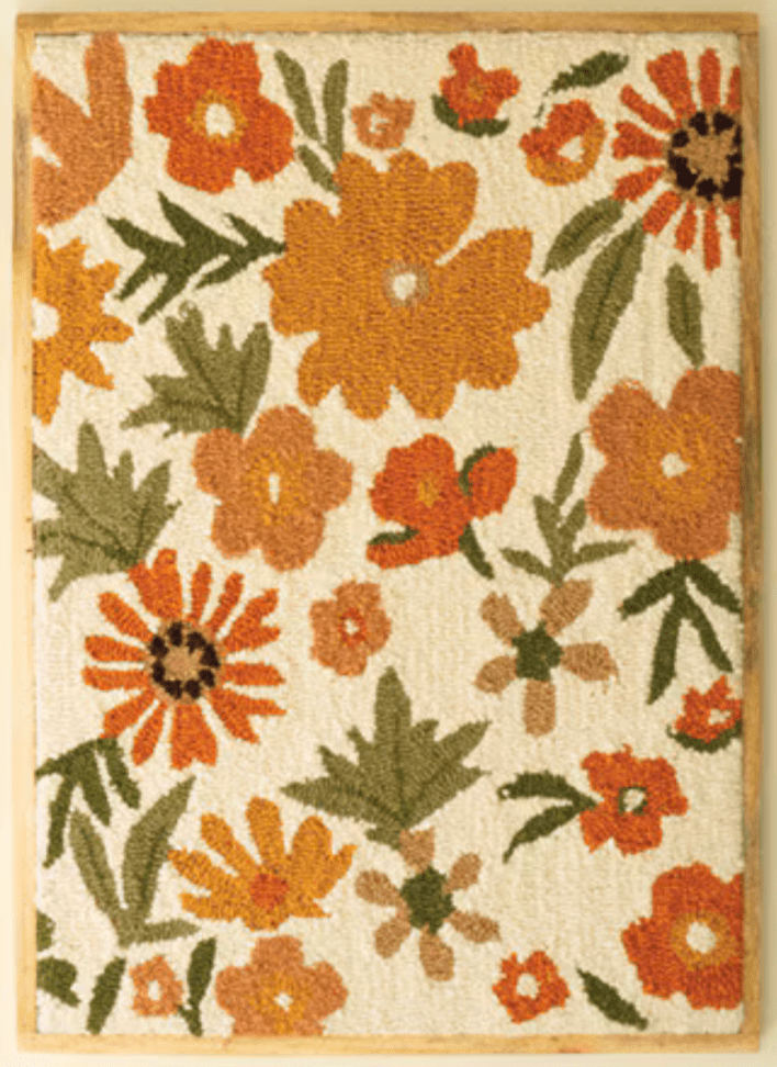 Wood Framed Hand-Hooked Floral Wall Art - What&