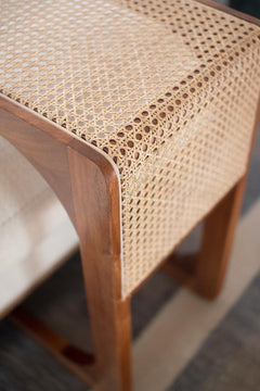 Wood Side Table with Woven Cane Detail — detail view 2