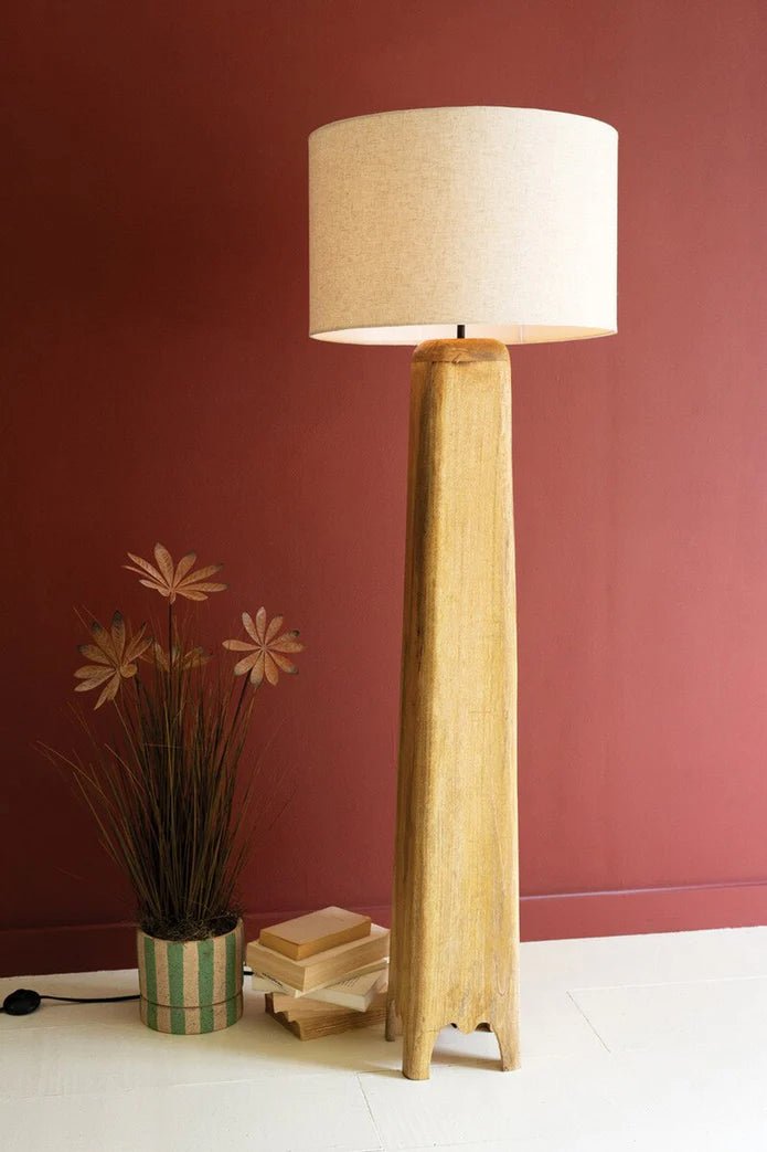 Wooden Floor Lamp with Fabric Shade - What&