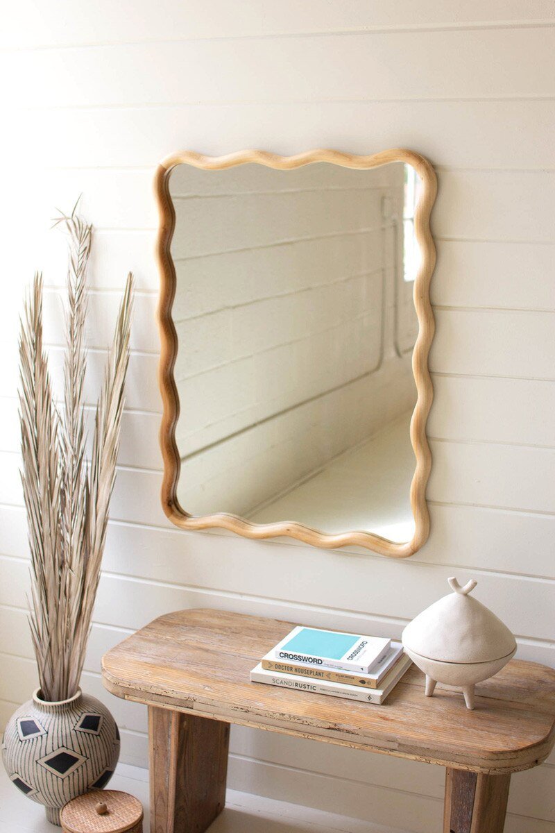 Wooden Squiggle Framed Mirror - What&