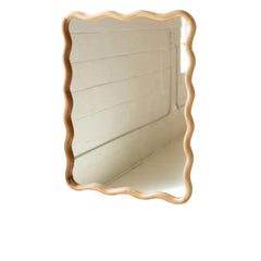 Wooden Squiggle Framed Mirror studio product photo on white background - What&