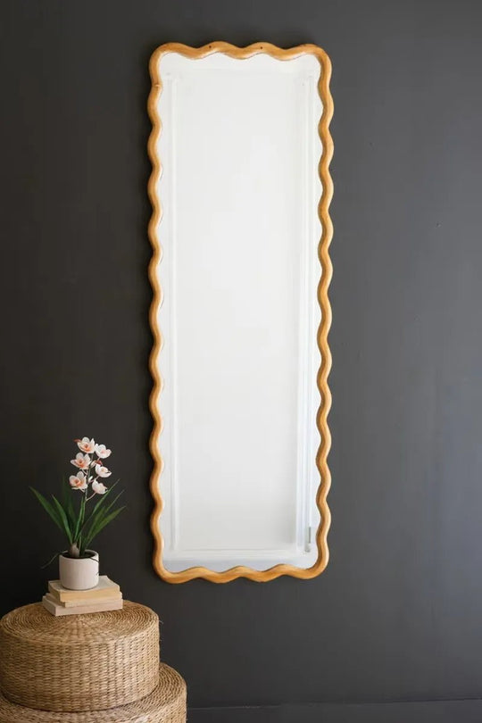 Wooden Squiggle Framed Mirror - What&
