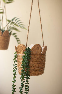 Woven Seagrass Hanging Planter Basket — detail view 3