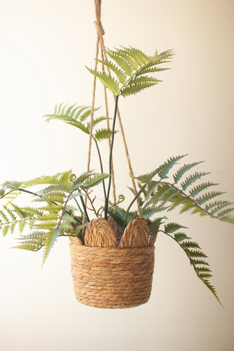 Woven Seagrass Hanging Planter Basket — detail view 2