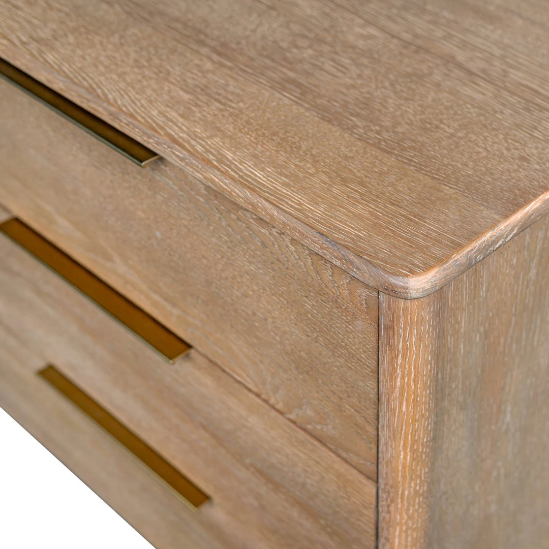Kamelia 6 Drawer Dresser in Sand Oak corner detail - oak dresser by LH Imports - Whats New Furniture Portland OR
