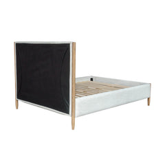 Kamelia King Bed Frame in Sand corner detail - upholstered king bed frame by LH Imports - Whats New Furniture Portland OR