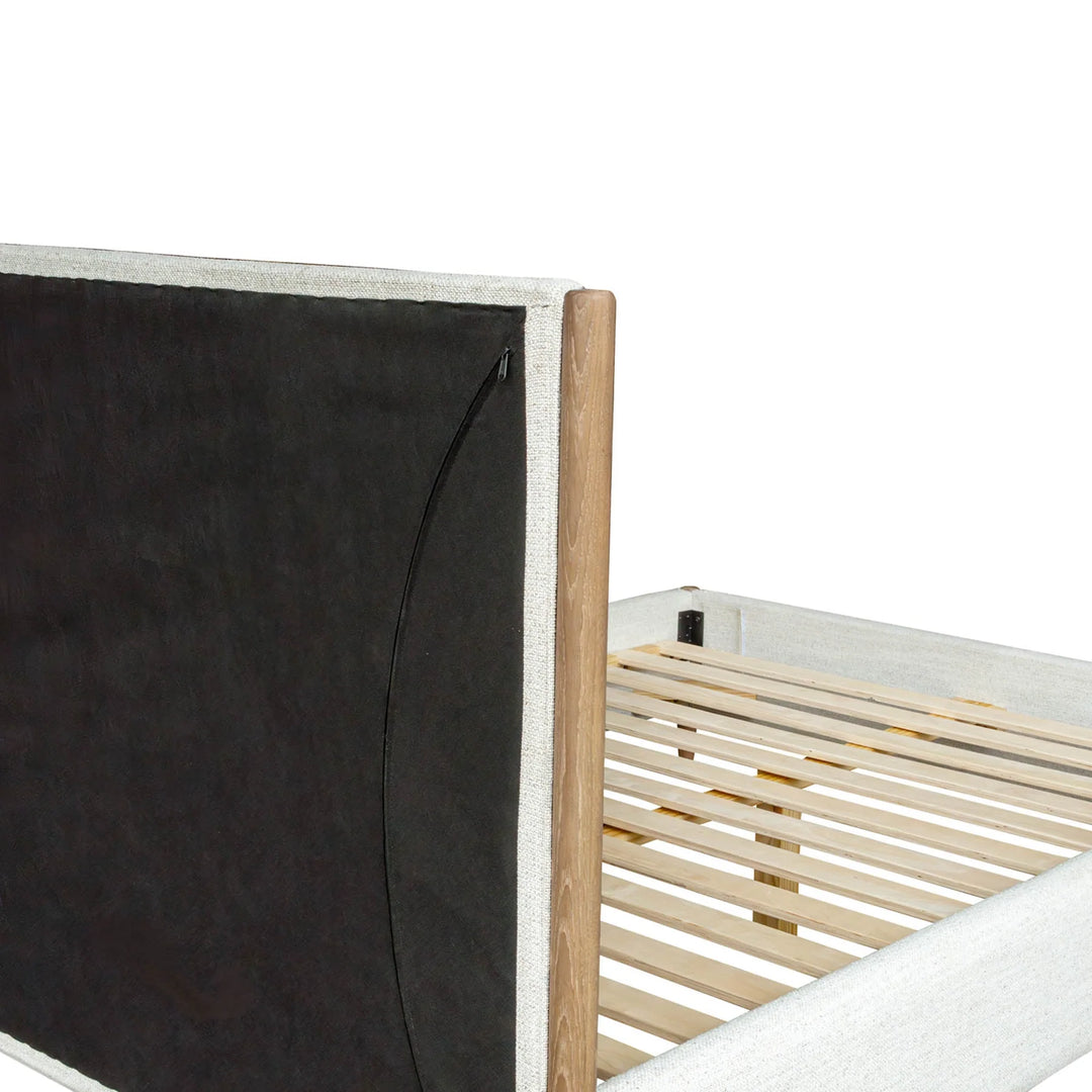 Kamelia King Bed Frame in Sand finish detail - upholstered king bed frame by LH Imports - Whats New Furniture Portland OR
