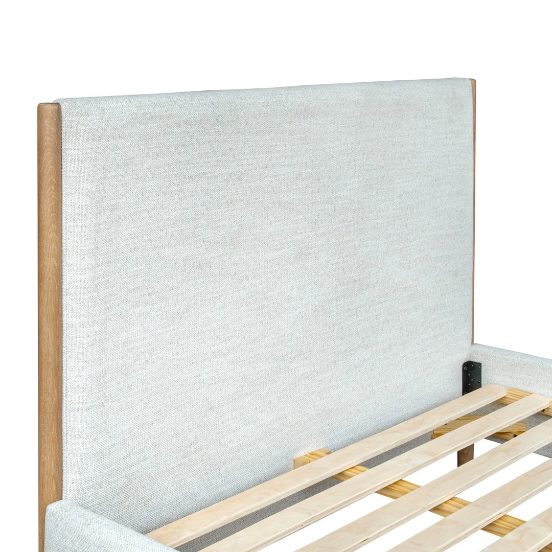 Kamelia King Bed Frame in Sand headboard detail - upholstered king bed frame by LH Imports - Whats New Furniture Portland OR