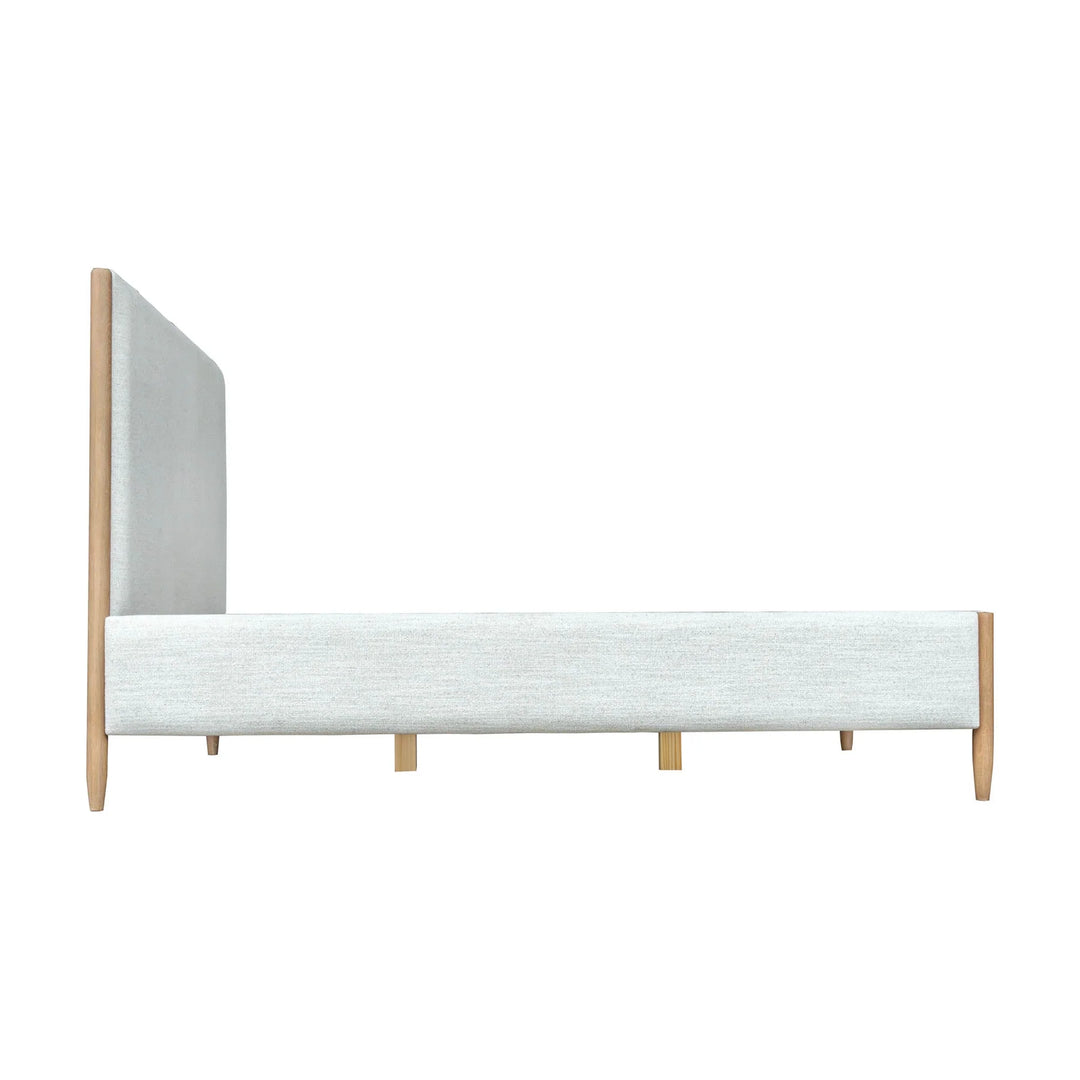 Kamelia Queen Bed Frame in Sand back view - queen upholstered bed frame by LH Imports - Whats New Furniture Portland OR