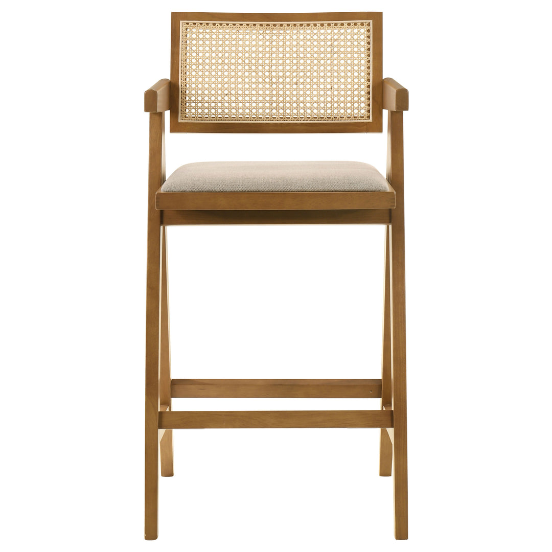 Kane Woven Rattan Wood Bar Chair Light Walnut (Set of 2) - What&