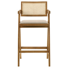 Kane Woven Rattan Wood Bar Chair Light Walnut (Set of 2) - What&