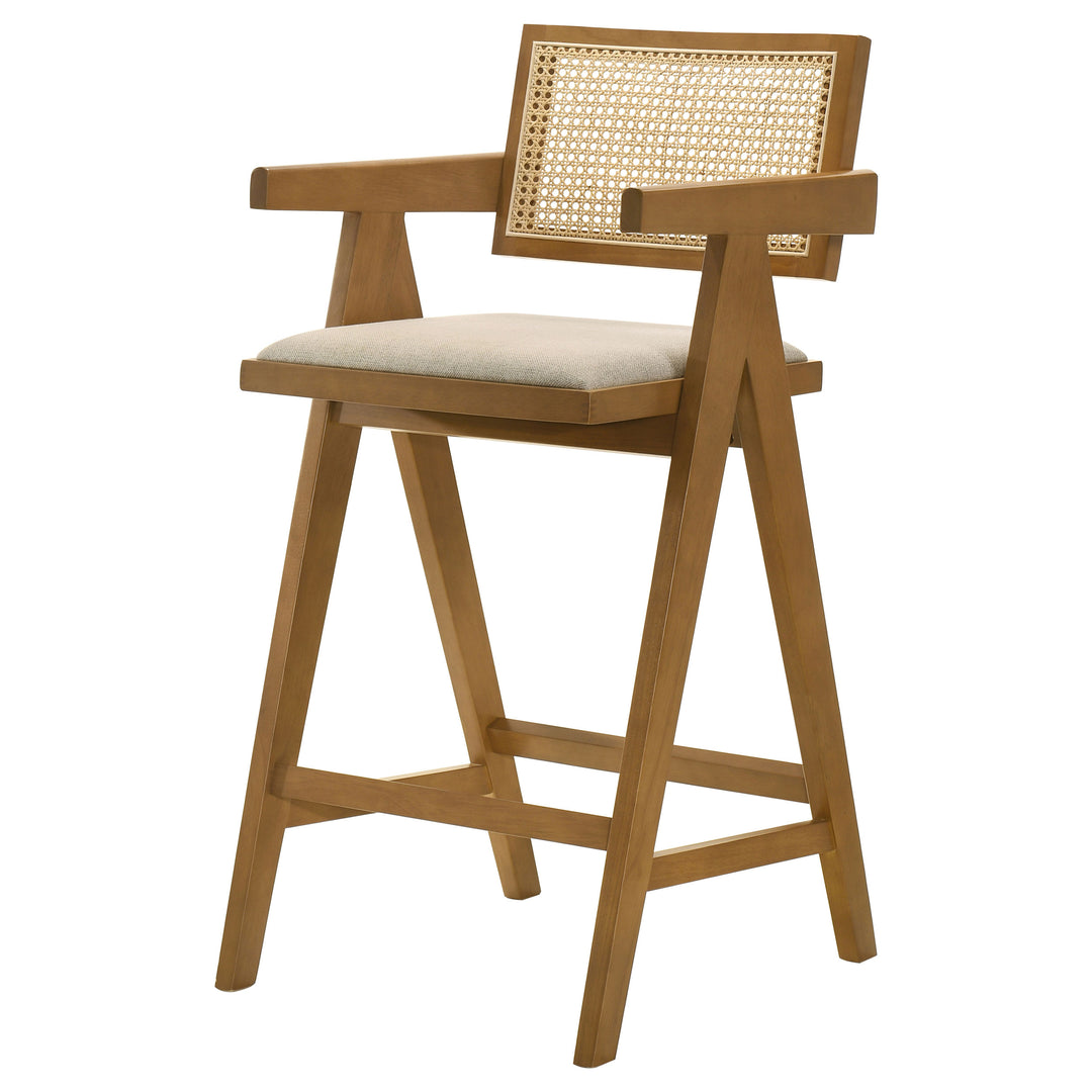 Kane Woven Rattan Wood Bar Chair Light Walnut (Set of 2) - What&