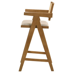 Kane Woven Rattan Wood Bar Chair Light Walnut (Set of 2) - What&