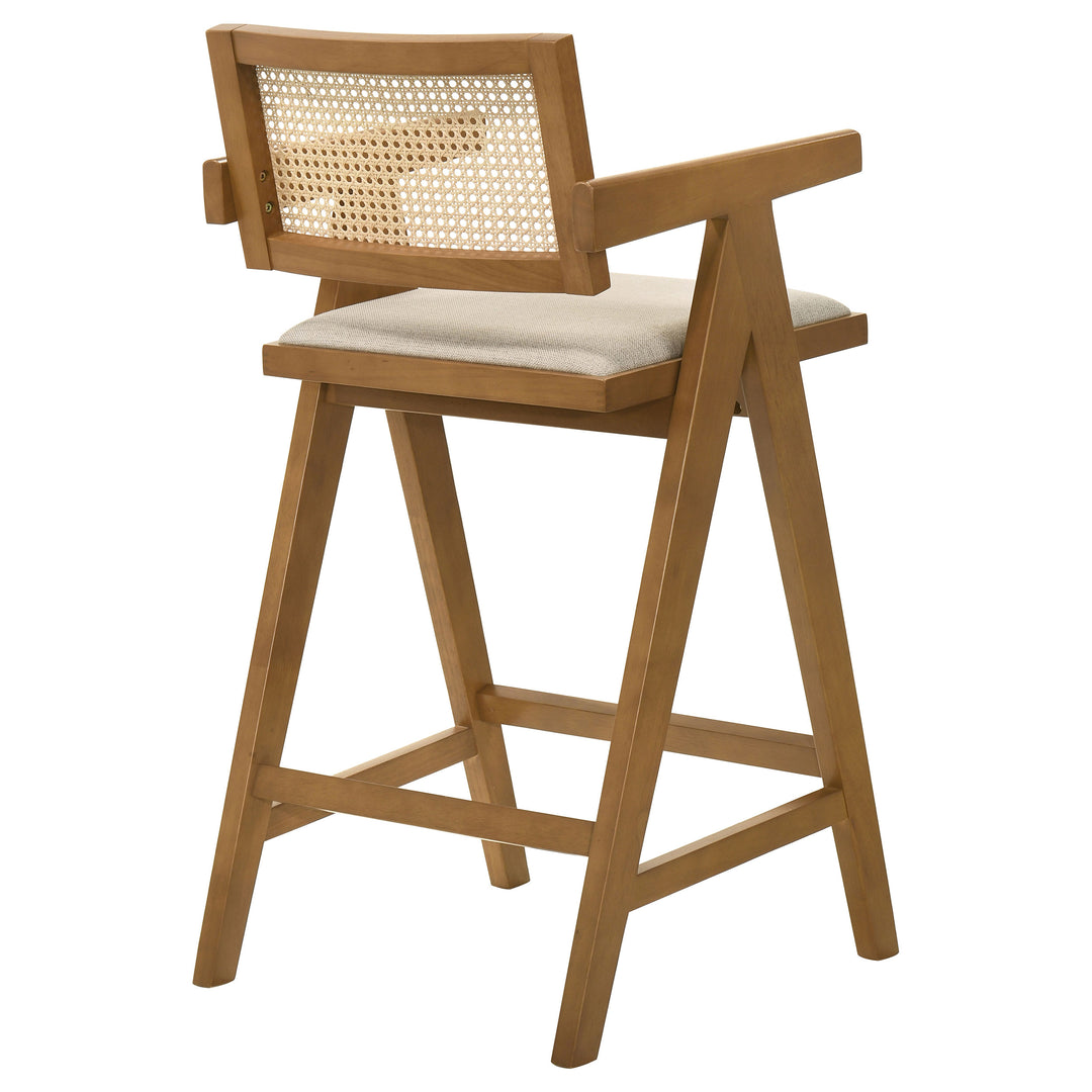 Kane Woven Rattan Wood Bar Chair Light Walnut (Set of 2) - What&