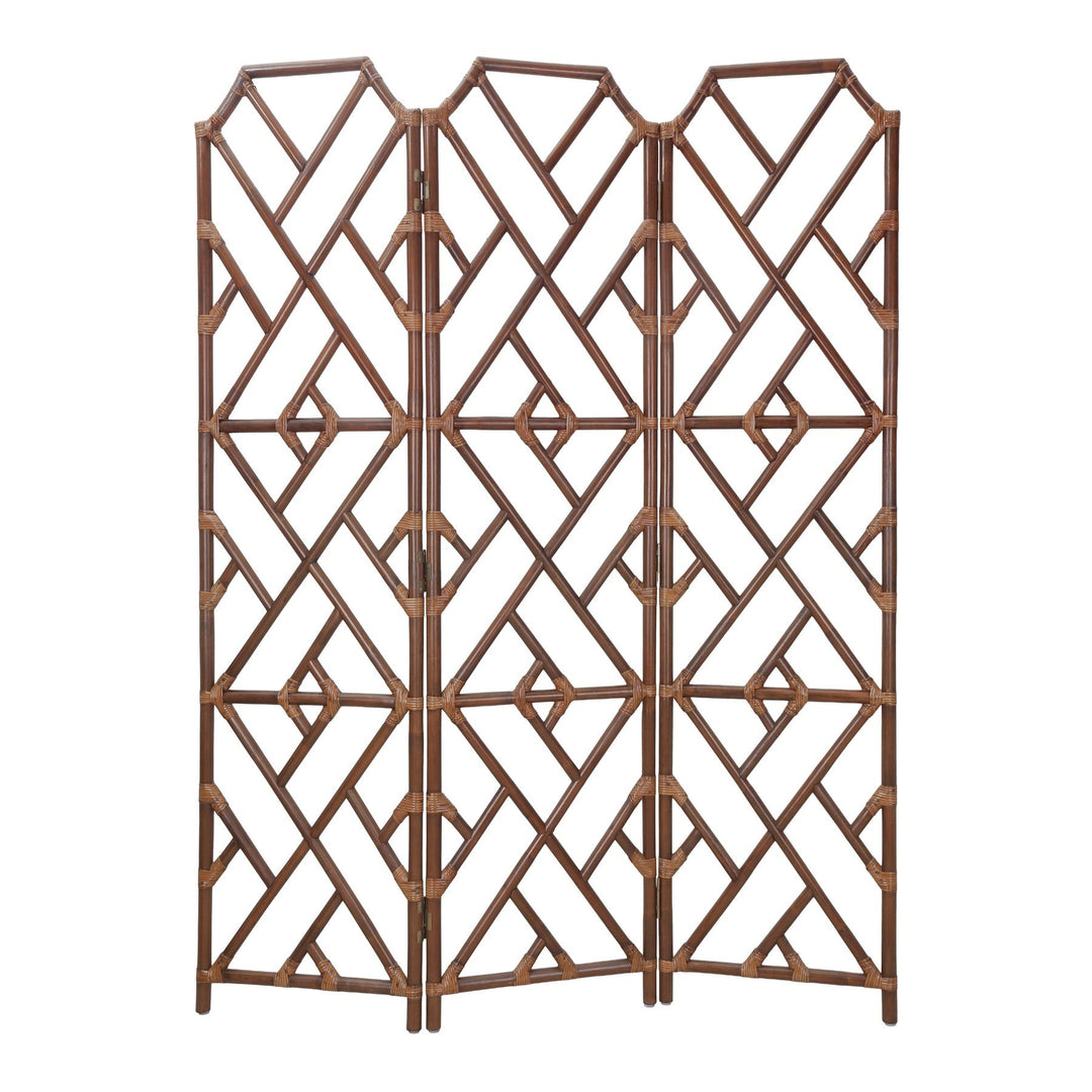 Kara Rattan Room Divider in Cane Brown - front studio view - Whats New Furniture Portland