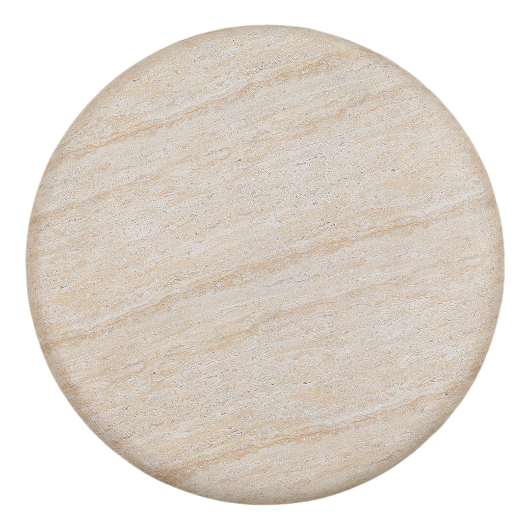 Kassia Coffee Table - Faux Travertine Round overhead view - Coffee Tables by Dovetail - Whats New Furniture Portland OR